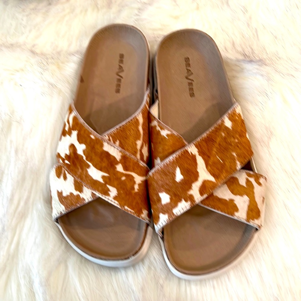 SeaVees Santa Rosa Slide in Rancho Cowhide Size 10